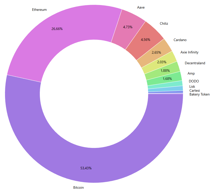 Übersicht der Kryptowährungen in meinem Portfolio Ende Januar